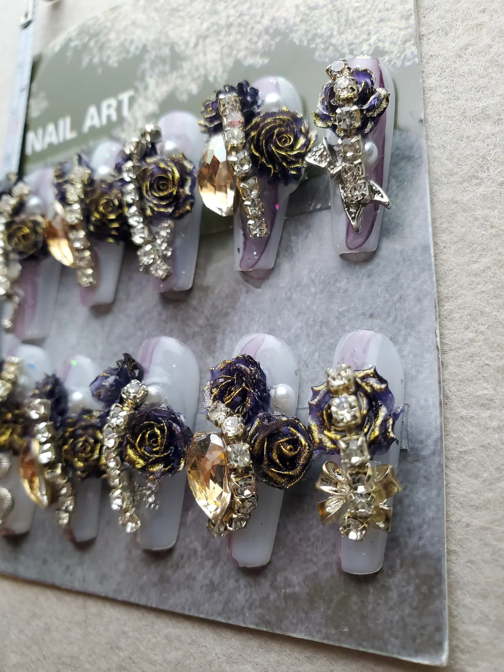 Gilded Nightshade 🐍🥀 3D Snake & Rose Press-On Nails